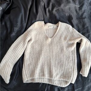 Vince Women's cashmere Waffle Knit V-Neck Sweater in Oatmeal